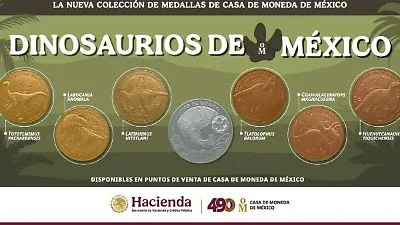 Dinosaurios mexicanos protagonizan nueva colección de la Casa de Moneda