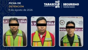 SSPC detiene a tres presuntos responsables de tentativa de homicidio y robo a cuentahabiente en Cárdenas