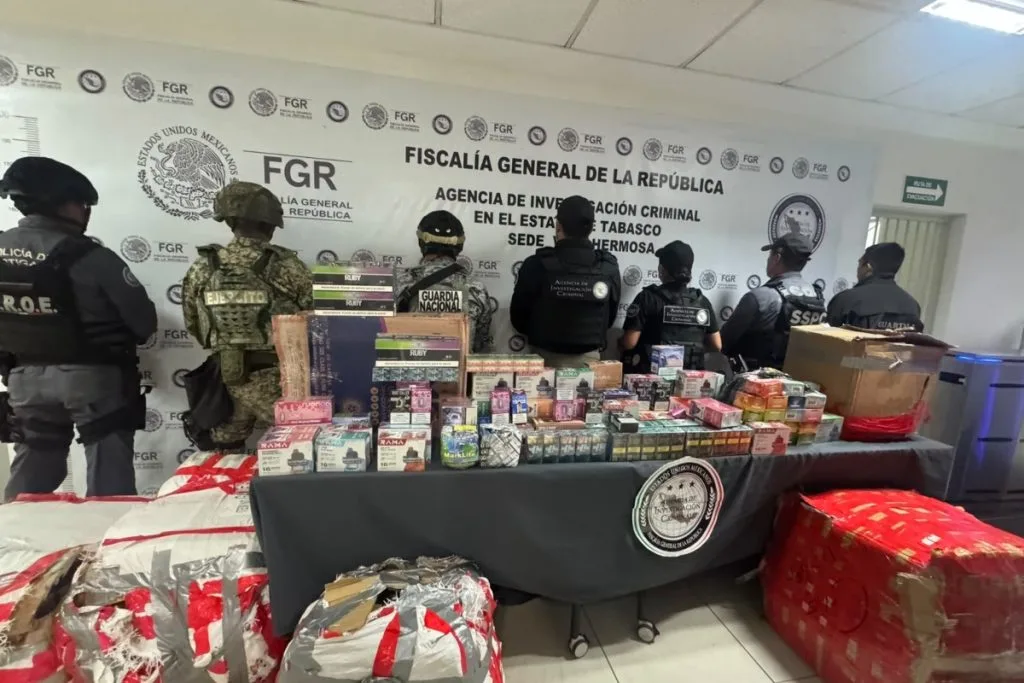 FGR asegura más de 11 mil cigarros y vapeadores en Huimanguillo